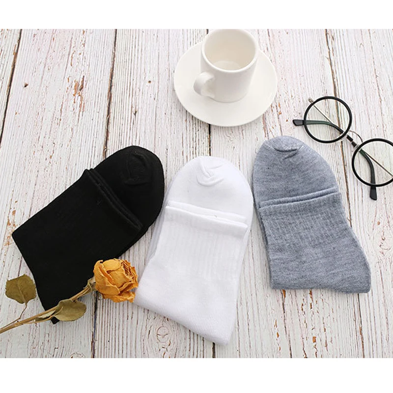 10Pcs/5Pair Unisex Socks Women Men Black White Gray Ankle Socks Female Male Solid Color Socks High Quality Cotton Short Socks