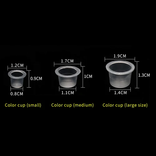 Imagen 2 del producto 100 Uds. Tatuaje desechable de plástico pigmento de maquillaje permanente tapas de tinta tazas soporte transparente contenedor herramientas de pegamento para extensión de pestañas