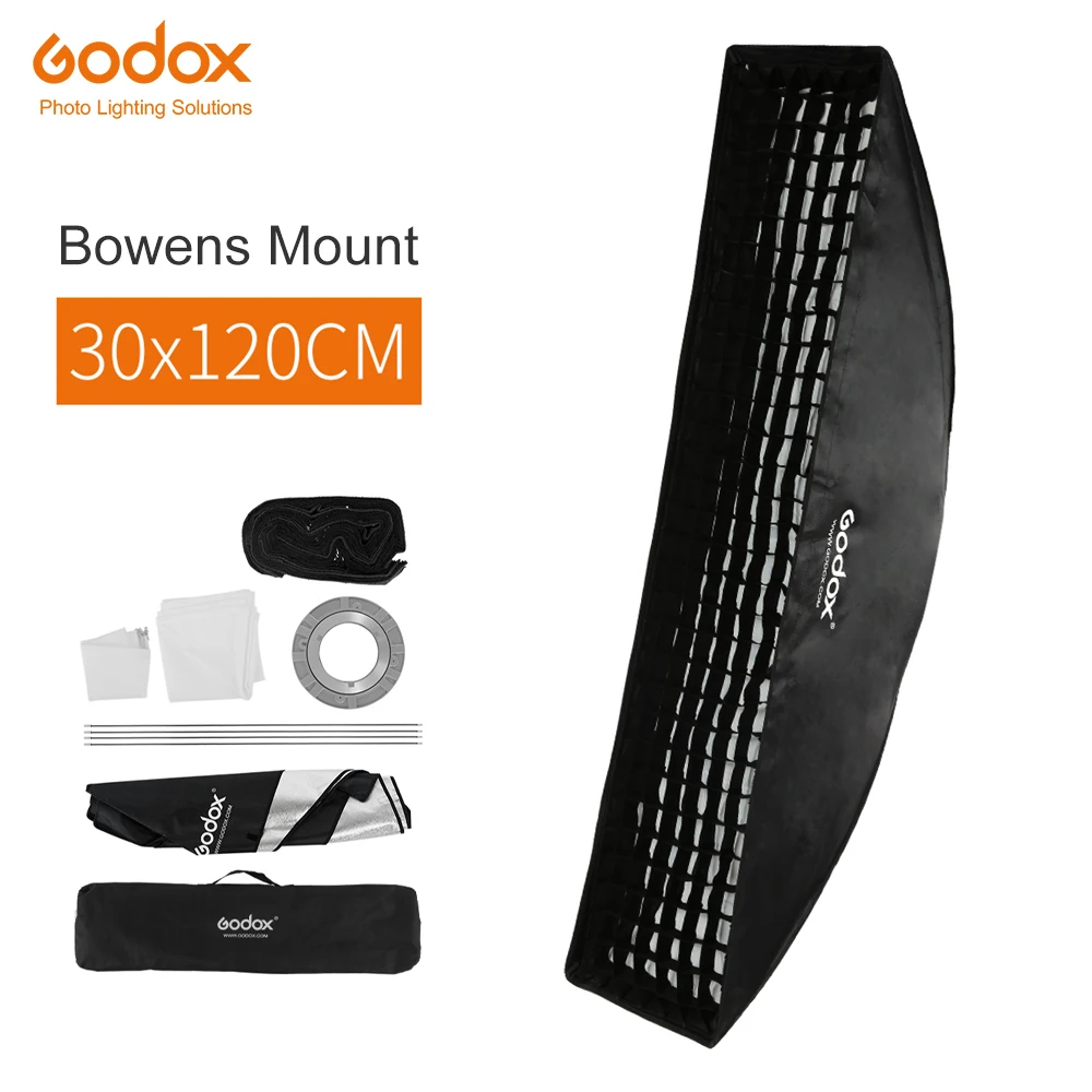 

Godox 30x120cm 12"x47" Honeycomb Grid Rectangular Bowens Mount Strip Softbox Studio Strobe Softbox Diffuser for Studio Strobe