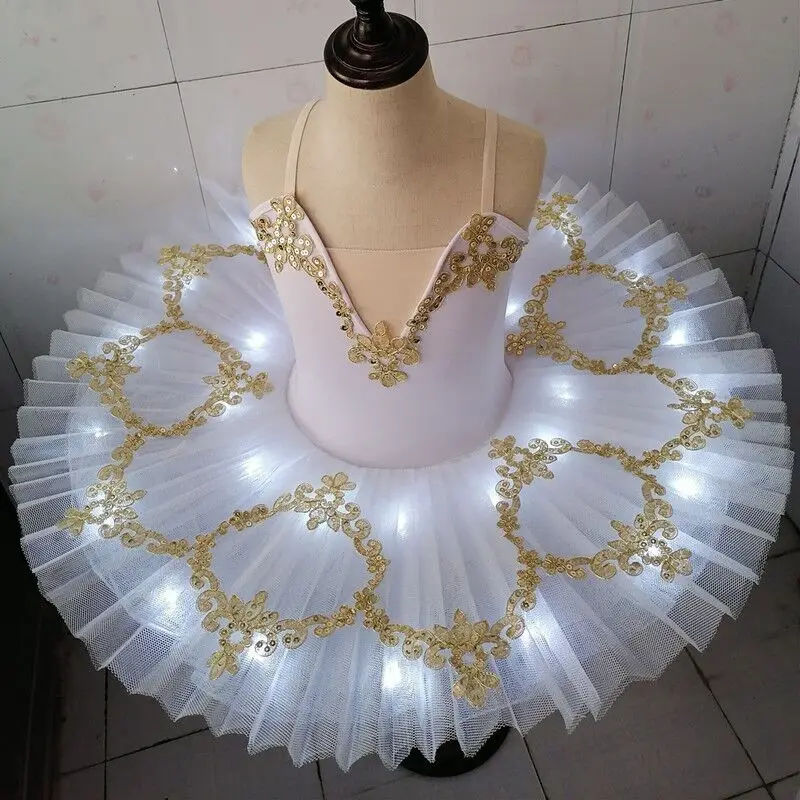 New Professional Led Light Swan Lake Ballet Tutu Costume Girls Ballerina Dress Kids Ballet Dress Dancewear Stage Party Costumes