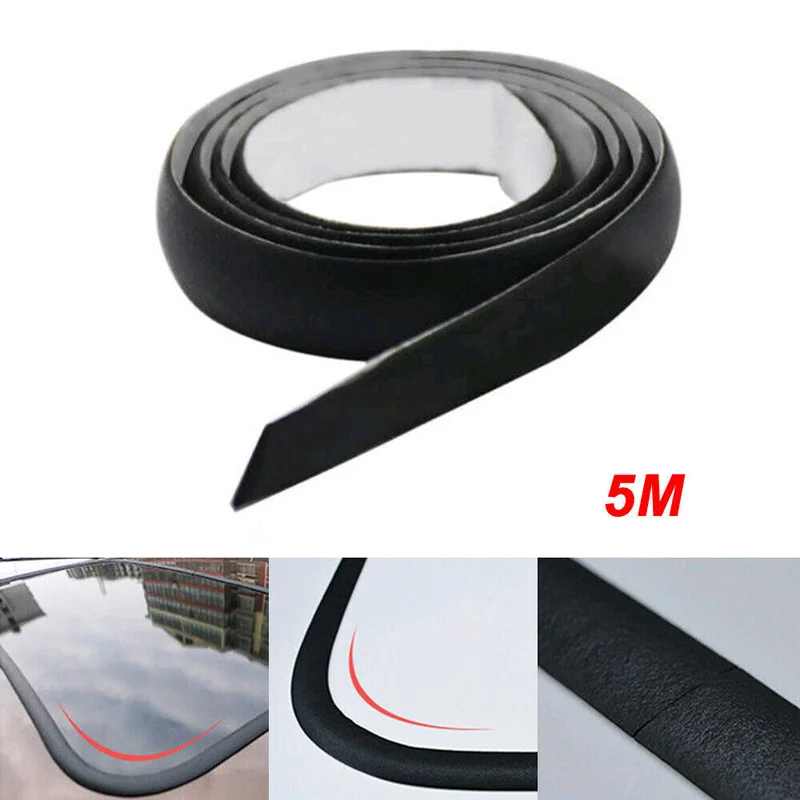 

5M Black Seal Dustproof Car Tuning Window Windshield Rubber Seal Weather Strip Trim Waterproof Universal Exterior Accessories