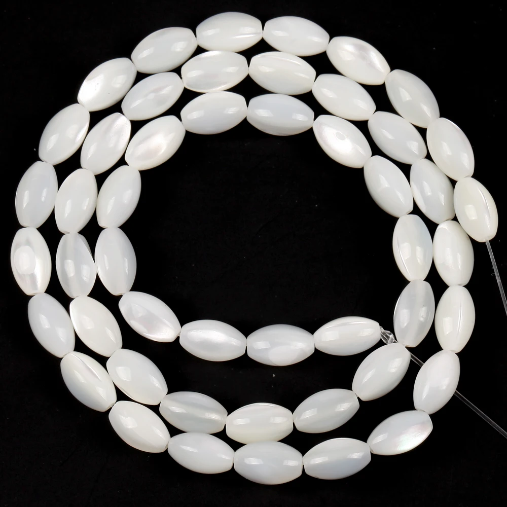 Natural White Oval Barrel Shell Mother Of Pearl Loose Spacer Beads For Jewelry Making DIY Bracelet Necklace Handmade