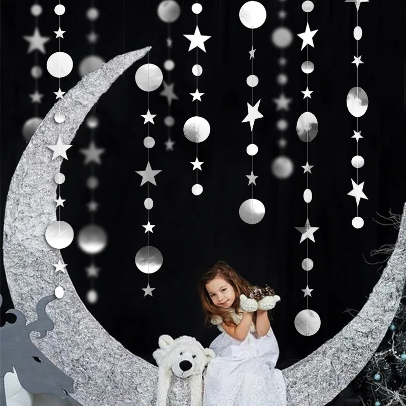 

4M Twinkle Star Snowflake Paper New Year's Garland Christmas Decorations for Home Pendant 2020 Noel Navidad Ornaments Kerst