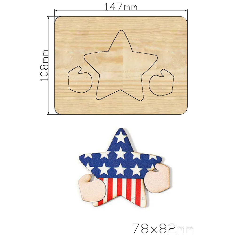 2021 New Five-pointed star toy Cutting Die Mold Diy Scrapbook Decoration Wooden Knife Mould Suitable For Fustelle