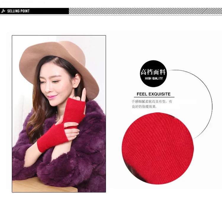 Nerz Kaschmir Herbst Winter Frauen Handschuhe Fingerlose Warme Waschbär Wolle Handschuh Handgelenk Länge Daumen Loch Handschuhe Koreanische Weibliche Schöne – Detail 12