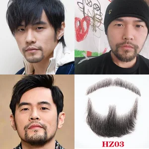 Synthetischer Schnurrbart für Männer, seidiger Bart, falsche Spitze, handgefertigt durch echte Haare, falsches Bart -Cosplay, unsichtbarer Bart 10 Hauptverkaufsrealistischer Bart - №1