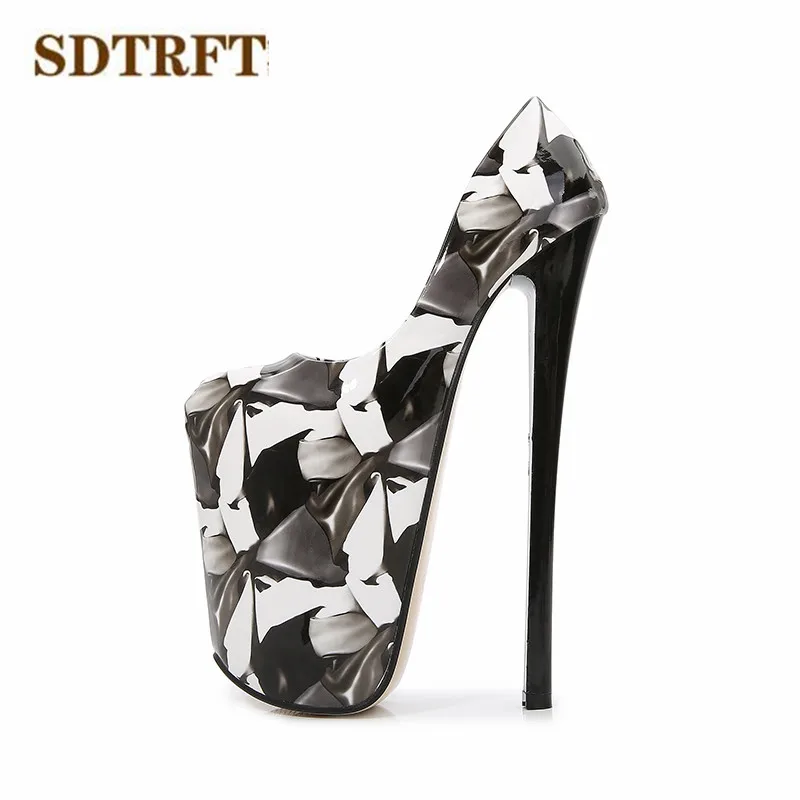 SDTRFT Female Waterproof Stilettos 22cm thin high heels Ladies Party pumps Shallow mouth women Catwalk Shows shoes mujer bombas