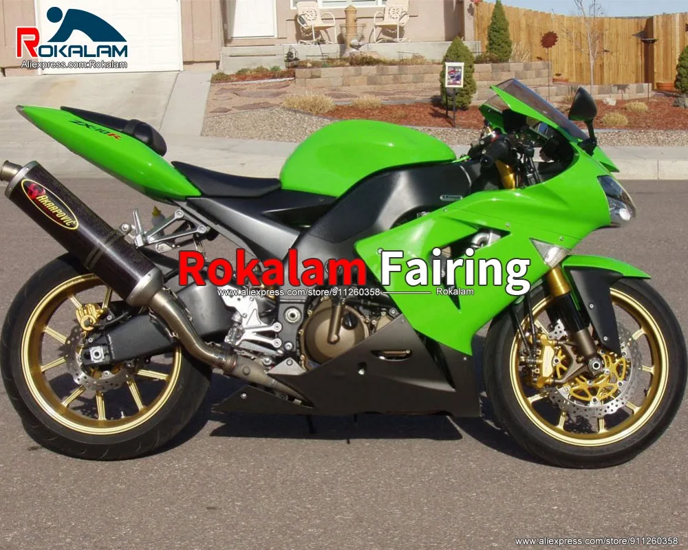 

Кузов мотоцикла для Kawasaki ZX10R Ninja 2004 2005 ZX-10R 05 04, комплект обтекателей для мотоцикла зеленого и черного цвета (литьё под давлением)