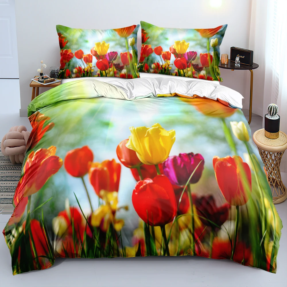 3D Custom Linens Bed Duvet Cover Comforter Covers Set White Flowers Pillow Cottoms Twin King Queen Double Single Size Bedclothes