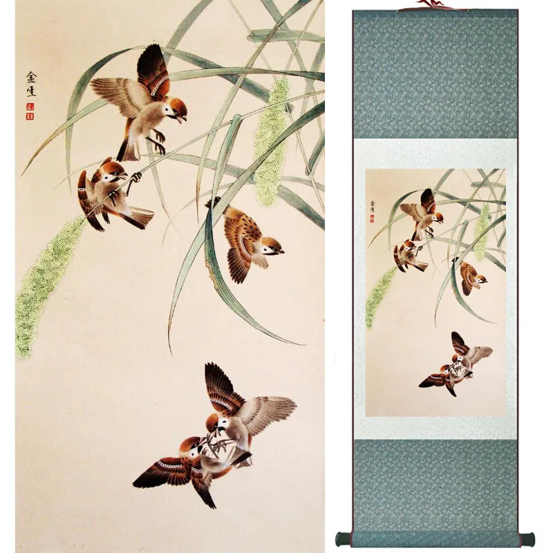 

plum blossom Painting Home Office Decoration Chinese scroll painting birds painting birds and flower painting LTW2017120204