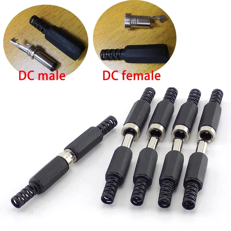 5/10pcs DC female male Connectors Power Plug 5.5mm x 2.1mm Male Female Jack Socket Adapter Electric  Wire Terminals For DIY