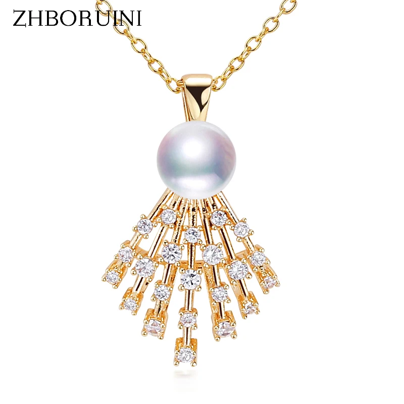 ZHBORUIN Creative Pearl Necklace 100% Natural Pearl Exquisite 14k Gold Filled Women's Skirt Choker Pendant Wedding Fine Jewelry