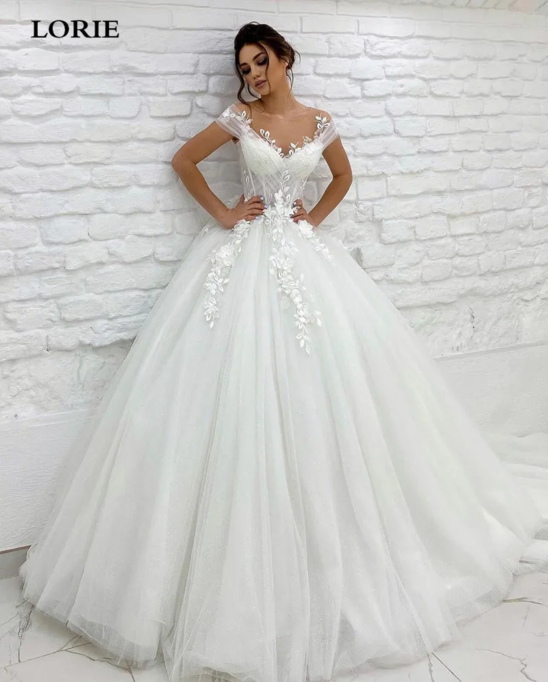 LORIE Princess Wedding Dress off The Shoulder 3D Lace Appliques Boho Bride Dresses Vestido De Novia Customized Ball Gowns 2022