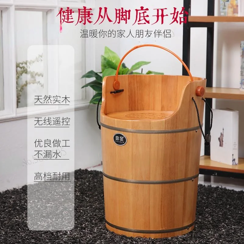 Foot bath foot bath wooden barrel foot bath barrel oak heating household foot bath basin fumigation barrel steam high depth barr