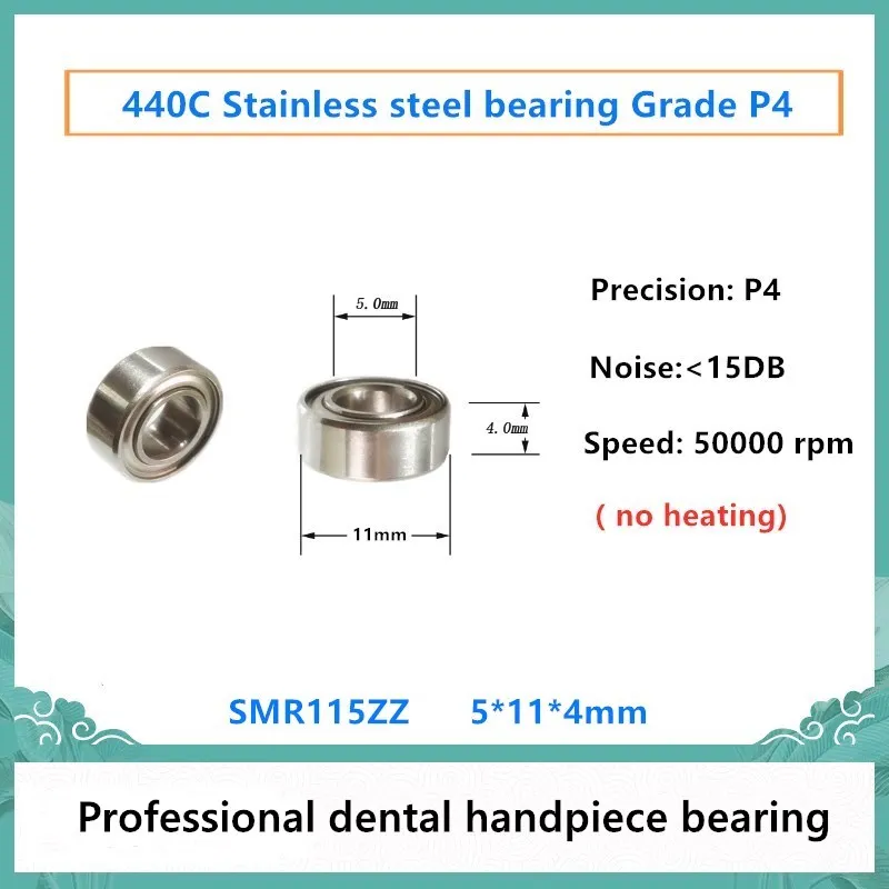 20pcs high quality Dental Handpiece bearing SMR115ZZ 5x11x4mm P4 stainless steel ball bearings Dental 50000rpm no heating