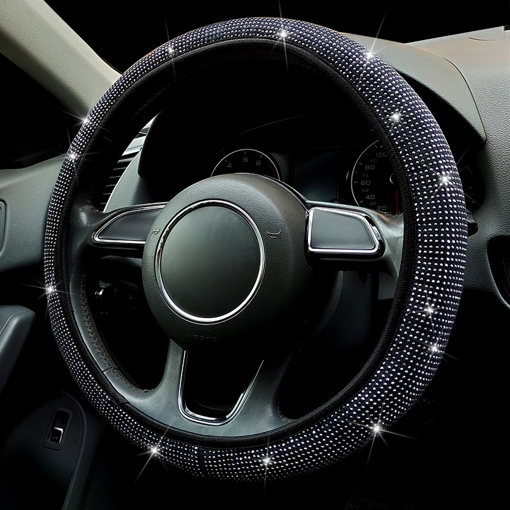 Kristall Auto Lenkrad Abdeckung Für Frauen Mädchen Nette Glitter Lenkrad Abdeckung Bling Strass Diamant Auto Lenkung Schutz – Detail 8