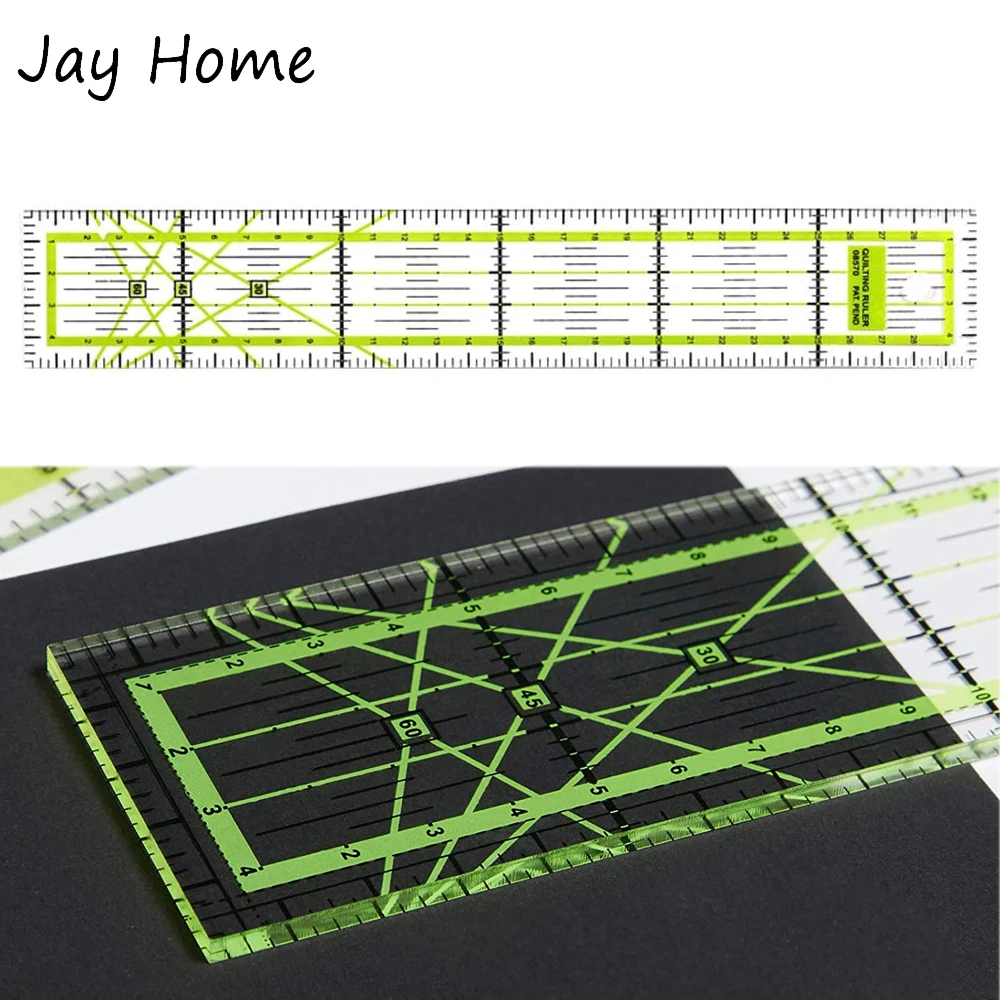 1PC Acrylic Quilting Ruler Clear Transparent Patchwork Ruler with Double-Colored Grid Lines for DIY Cutting and Crafts Sewing