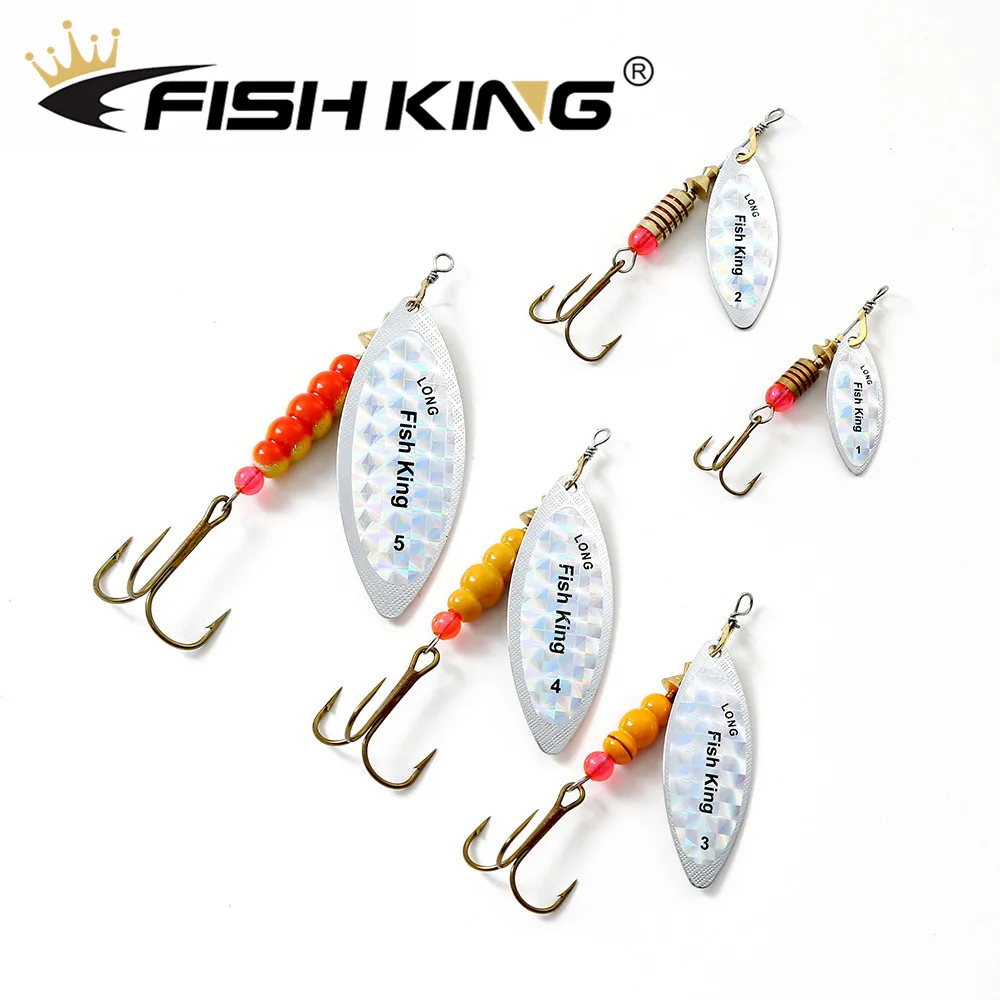 FISH KING 1pcs Metal Fishing Lure 3.8g 6.3g 11g 11.3g 14.5g Spinner Bait Brass Material Hard Baits Treble Hook Fishing Tackle