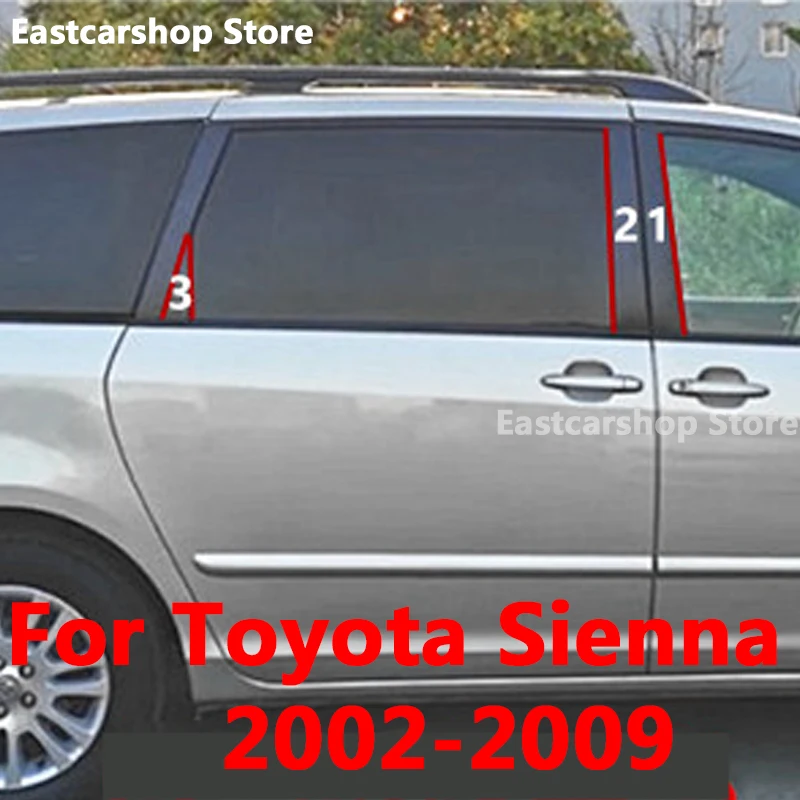 

For Toyota Sienna 2009 2008 2007 2006 Car Middle Window B C Center Pillar Sticker PC Decorative Central Frame 2003 2004 2005