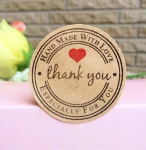 

500 шт./лот, ретро Kawaii «Thank you», круглая крафт-наклейка с уплотнением для изделий ручной работы/ручная работа с любовными наклейками/ярлыком/оптовая продажа