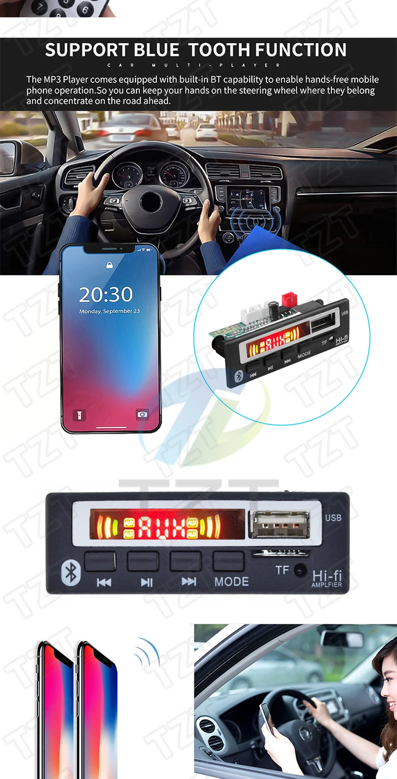 1/3PCS Auto Audio USB TF FM Radio Modul Drahtlose Bluetooth 5V 12V MP3 WMA Decoder Board MP3 Player mit Fernbedienung Für Auto – Detail 3