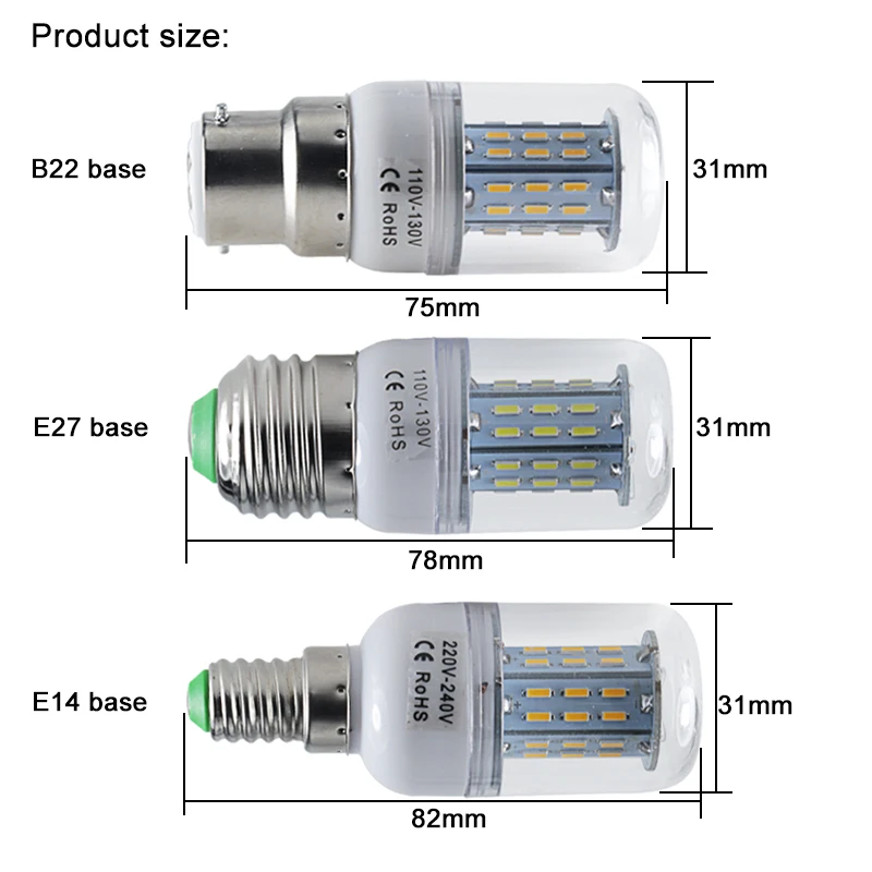 أمبولة E27 E14 B22 Led لمبة باهتة الإضاءة 110 فولت 220 فولت الذرة الأضواء شمعة يعتم 5 واط مصلحة الارصاد الجوية 4014 45 المصابيح استبدال مصباح الهالوجين