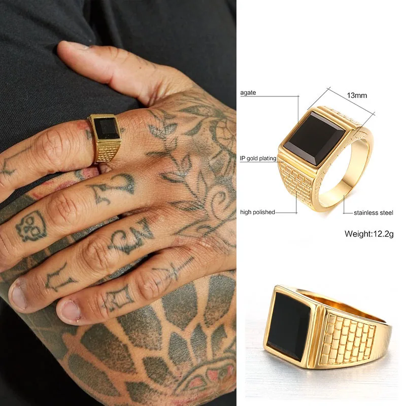 Men's Gold Plated Bald Eagle Signet Ring