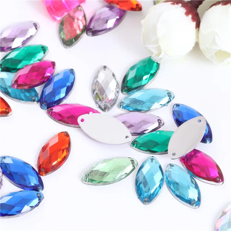 9x18mm Horse Eye Acrylic Sew On Rhinestones Crystal Flatback Colorful sewing stone strass for clothing accessories shoes