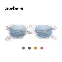 Trasparente Acetato Tinta Blu Occhiali Da Sole Da Uomo Occhiali Da Sole Rotondi Piccolo Medio di Disegno di Marca Trendy Shades Per Le Donne Vintage Oculos
