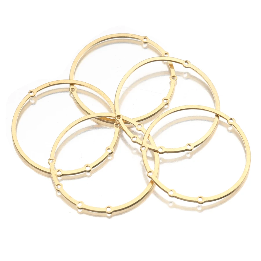 20Pcs Raw Brass Multiple Holes Hoop Circle Connectors Diy For Witchy Celestial Boho Earrings Necklace Jewelry Making Supplies