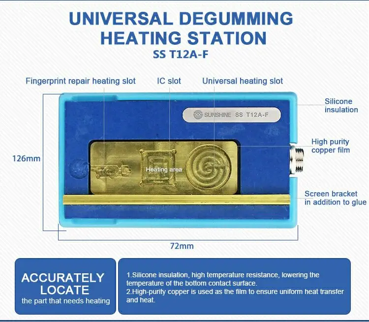 Estação de aquecimento separador mãe para iPhone, desmontagem removedor de cola, CPU IC Chips, SS-T12A, X, XS, XS MAX