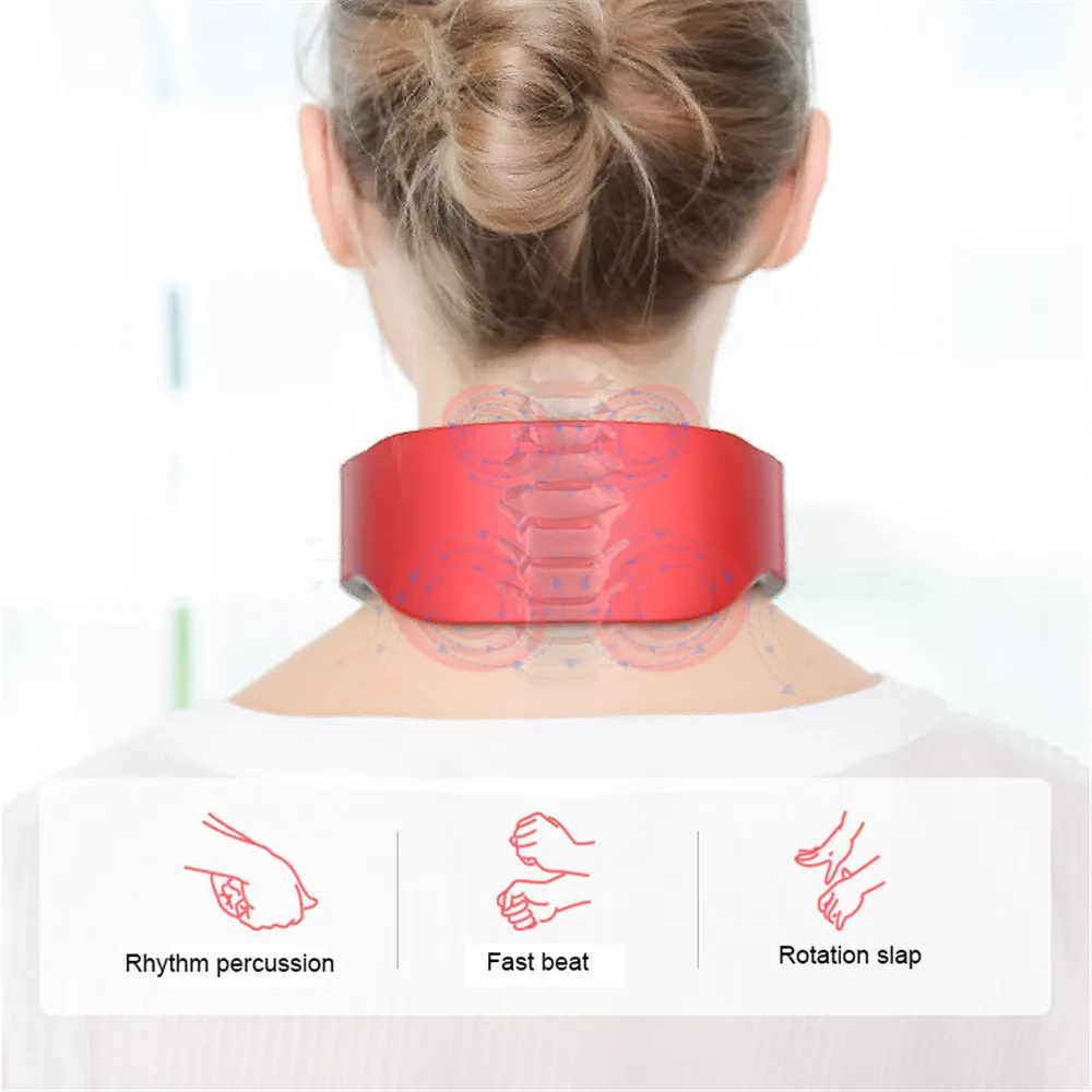 Neck Massager Electric 4 Heads EMS Pulse Infrared Heat Massager Neck Traction Device Relax Cervical Relief Pain Relaxation Tools