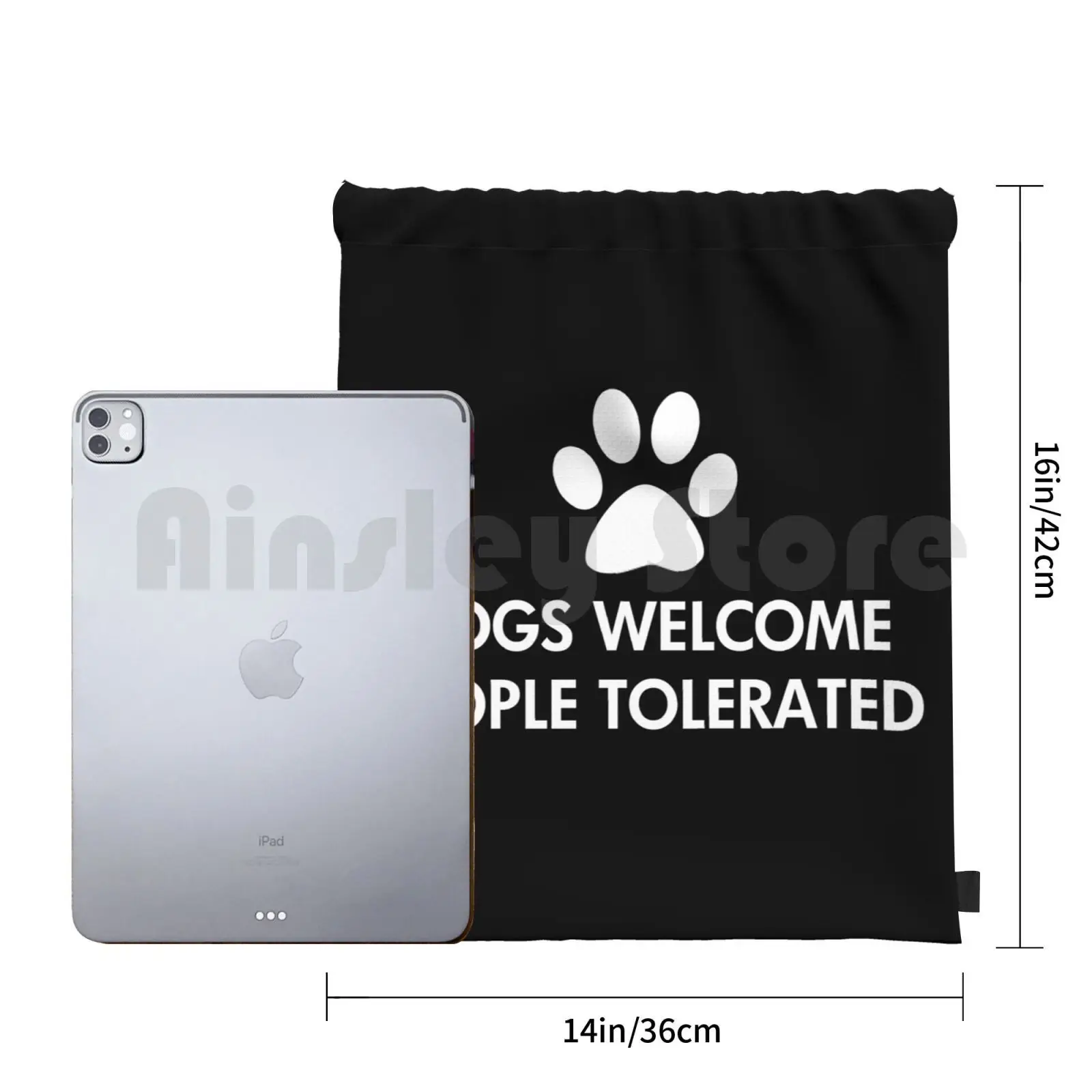 Perros Bienvenido a las personas toleradas dicho mochila bolsa con cordón montar escalada bolsa de gimnasio amante de los perros amante de los animales perro Humor