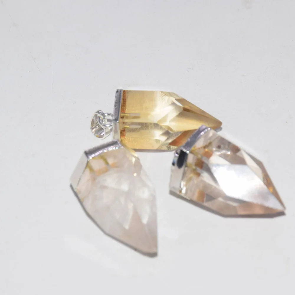 5pc Clear Quartz Crystal Necklace Women Natural Stone Pendant 2023 Big Crystals Fashion Jewelry Bullet femme Gold Plated Point