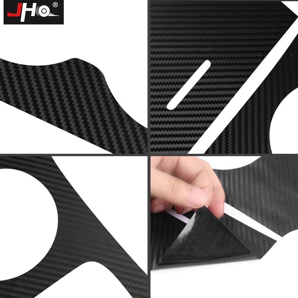 JHO Carbon Grain Sticker Gear Shift Water Cup Holder Panel Cover Stickers For Jeep Grand Cherokee 2014-2020 2019 17 18 2016 WK2