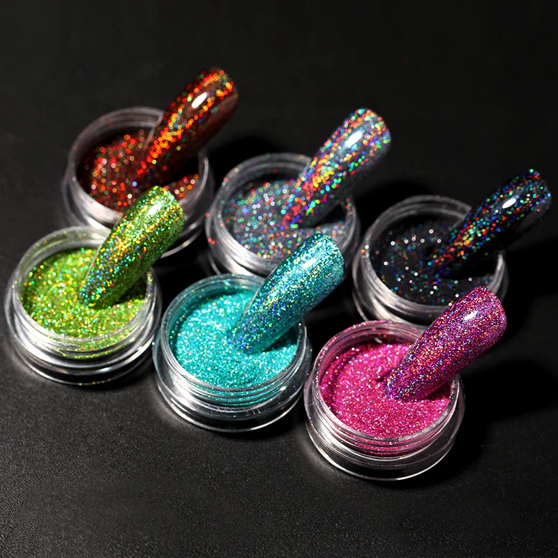 1 Box Iridescent Nail Powder Silver Glitters Flakes Nail Art Decorations Nail Glitter Sequins For Nails Shiny Accessories