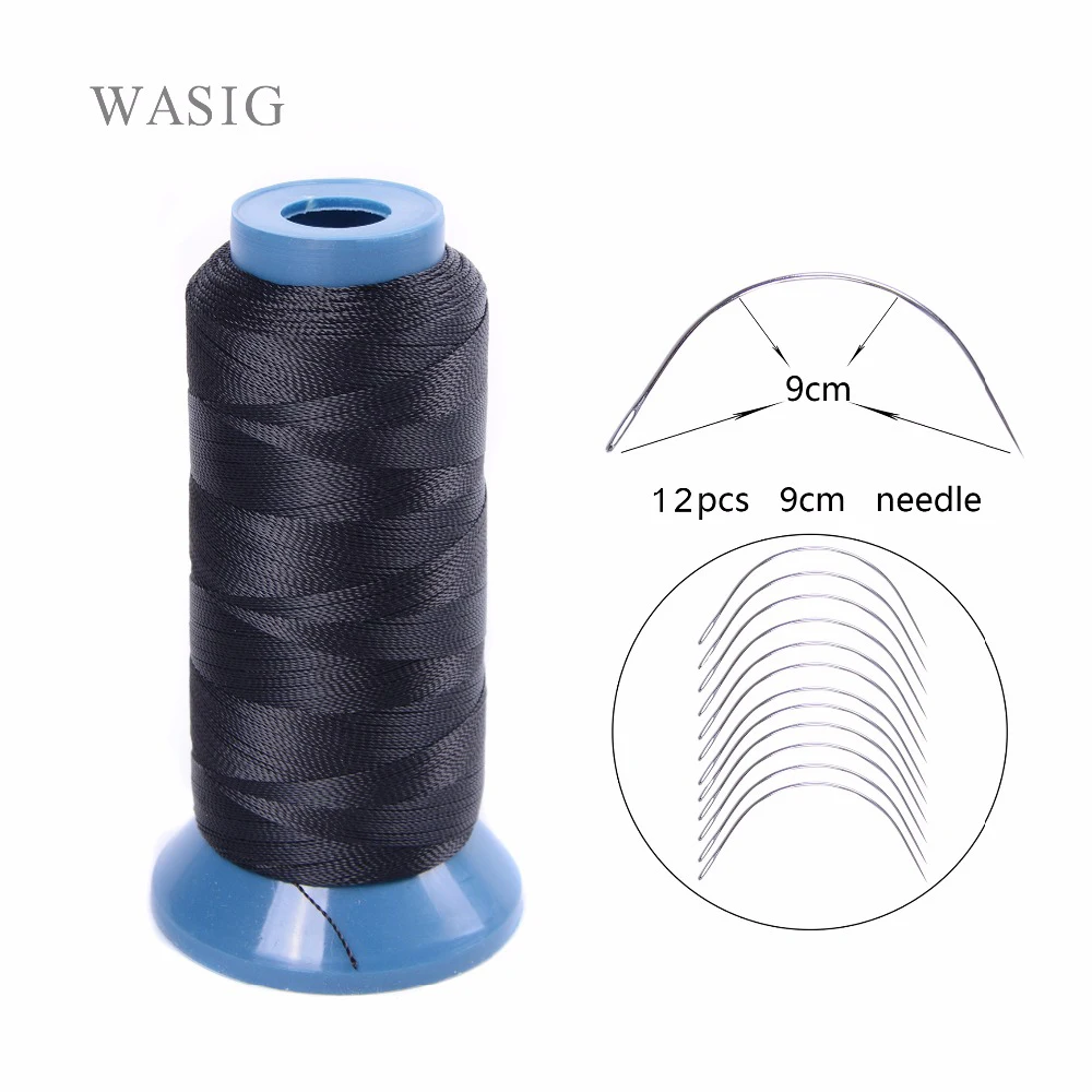 

1 Roll Black Hair Weaving Thread High Intensity Polyamide Thread 12Pcs 9Cm Weaving Needles /C type Needles/Curved Needle