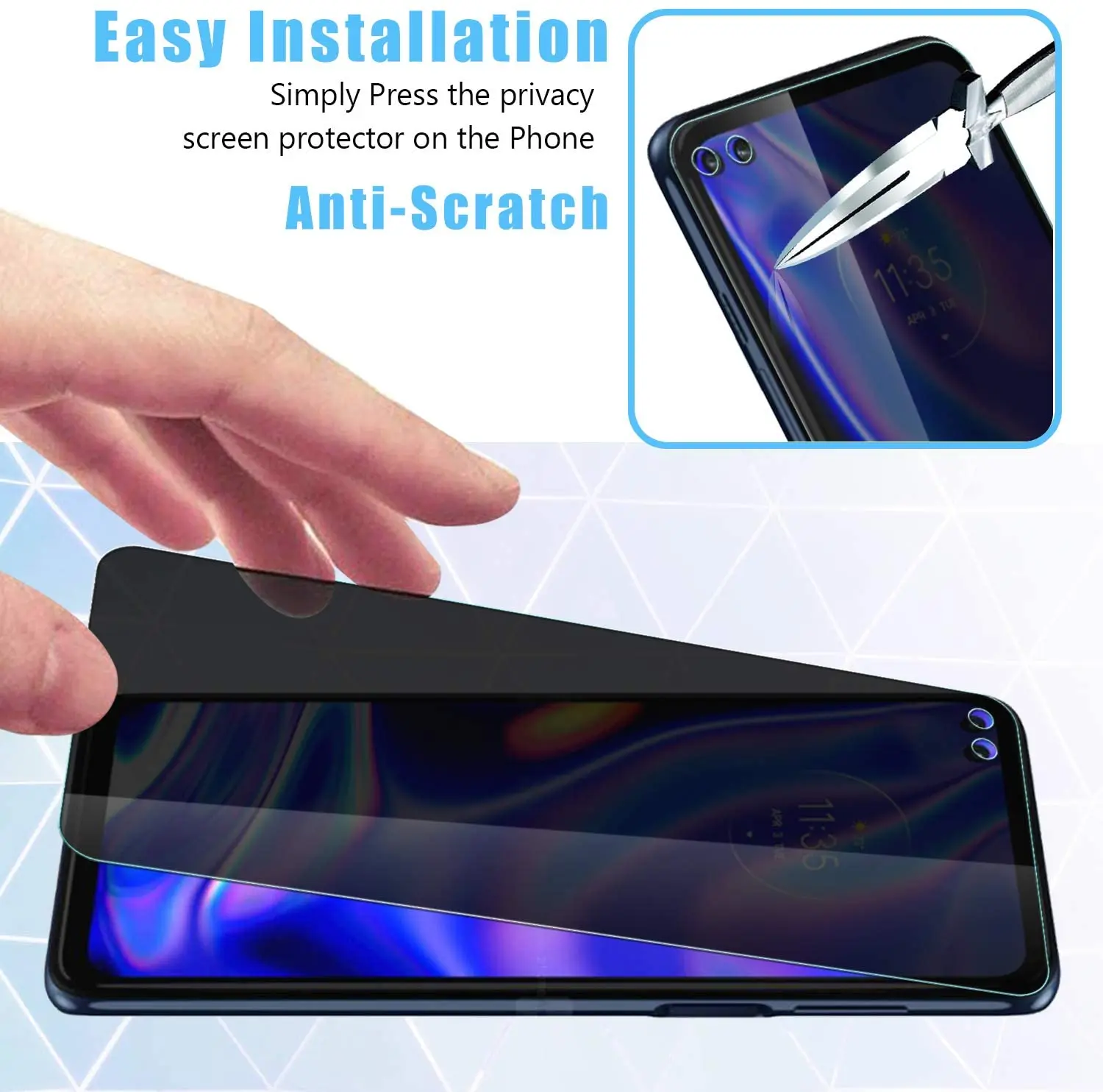 [2 PACK] Privacy Filter Tempered Glass Film AntiSpy Shield Screen Protector for Motorola Edge S 2021/Moto G100