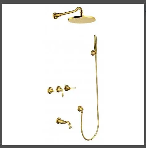 

Wall mounted brass gold bathroom shower faucet set and cold hot water basin mixer tap faucet top quality bathroom faucet