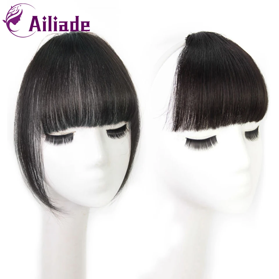 

AILIADE Clip In Hair Bangs Hairpiece Synthetic Fake Bang Hair Piece Clip In Hair Extension Clip on Bangs fringe Black Brown