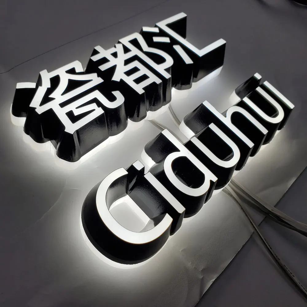 Letras de parede iluminadas acrílicas personalizadas 3d