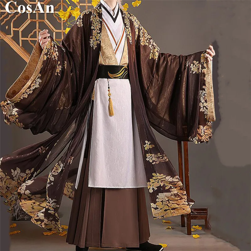 New Game Genshin Impact Zhongli Cosplay Costume Snuff Shadow Handsome Printed Uniform Activity Party Role Play Clothing S-XL