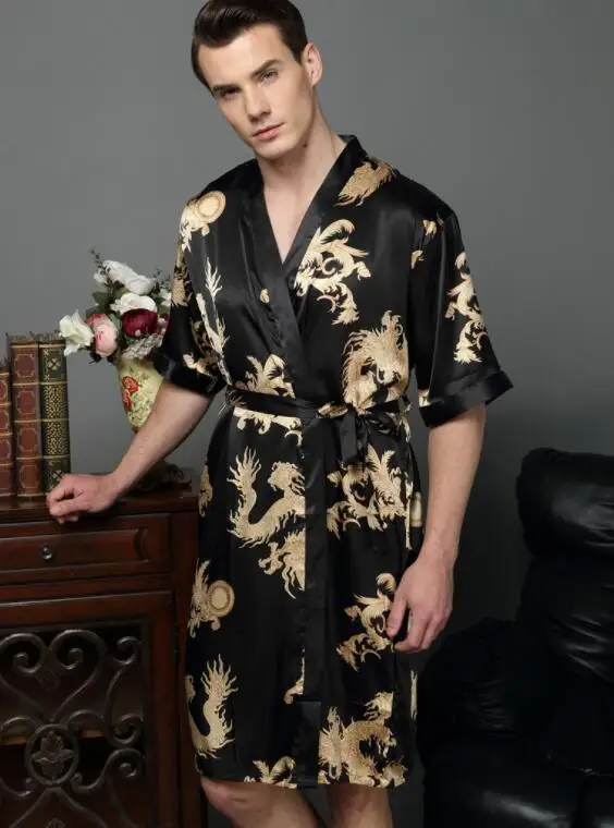 Mùa Hè Nam Kimono Nhật Bản Đồ Ngủ Băng Bộ Đồ Ngủ Lụa Mùa Xuân Và Mùa Thu Gợi Cảm Áo Choàng Tắm Yukata Homewear Size M Đến 3XL