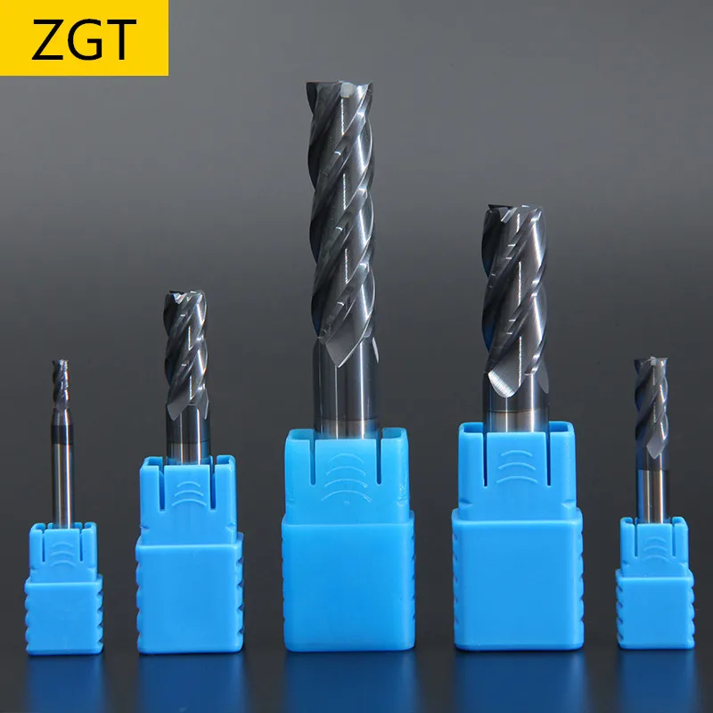 ZGT Tungsten Steel Milling Cutter HRC50 4 Flute Endmill Alloy Carbide End Mill 8mm 10mm 12mm 14mm 16mm 18mm 20mm Milling Tools