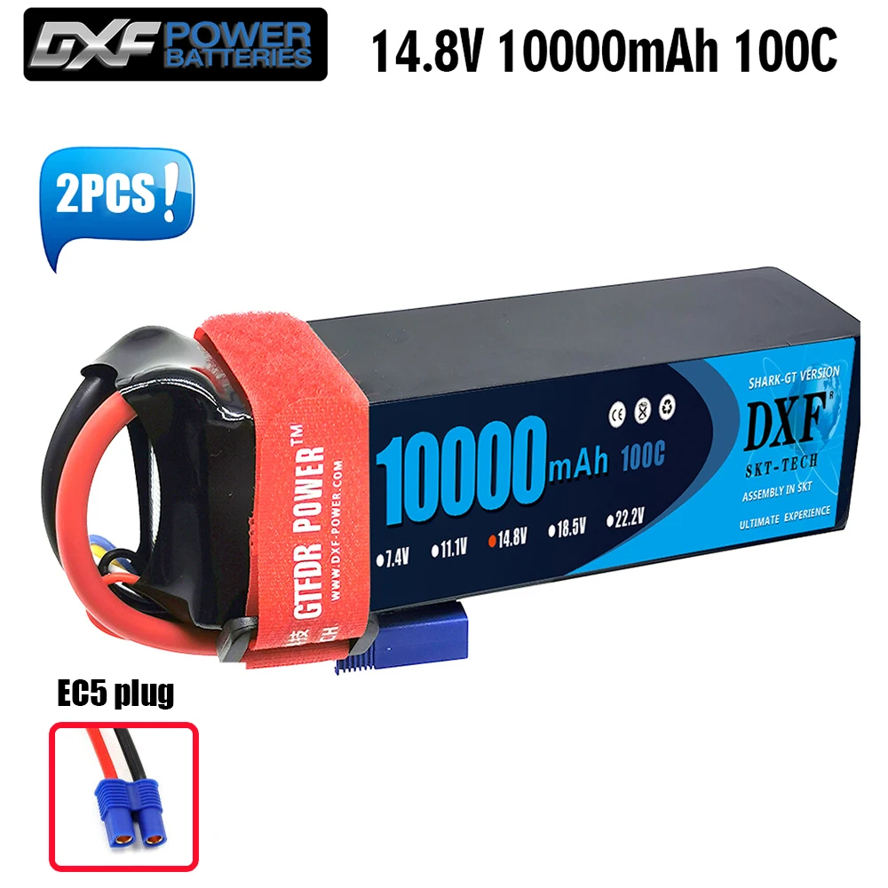 DXF Lipo 4S 10000mAh 100C Batterij 14.8V XT90 EC5 XT90S voor RC 1/8 1/10 Auto Vrachtwagen tank RC Modellen XXMAX 8S Arrama 8S