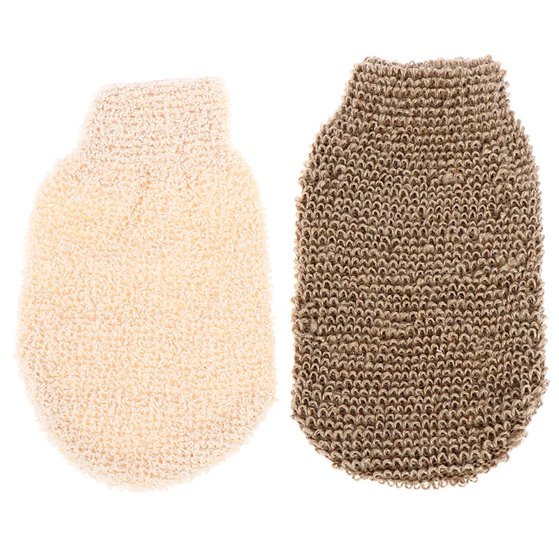 1/2Pcs Exfoliating Hemp Glove Mitt Mitten Bath Sponge Scrubber Remove Dead Skin Deep Clean & Invigorate Your Skin Double Side