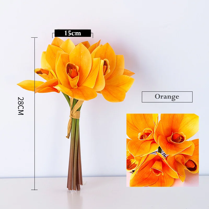 4 teile/los 28cm Real Touch Gefälschte Orchidee Bouquet PU Künstliche Blumen Zweig Braut Blume Für Hochzeit Weihnachten Party Hause decor