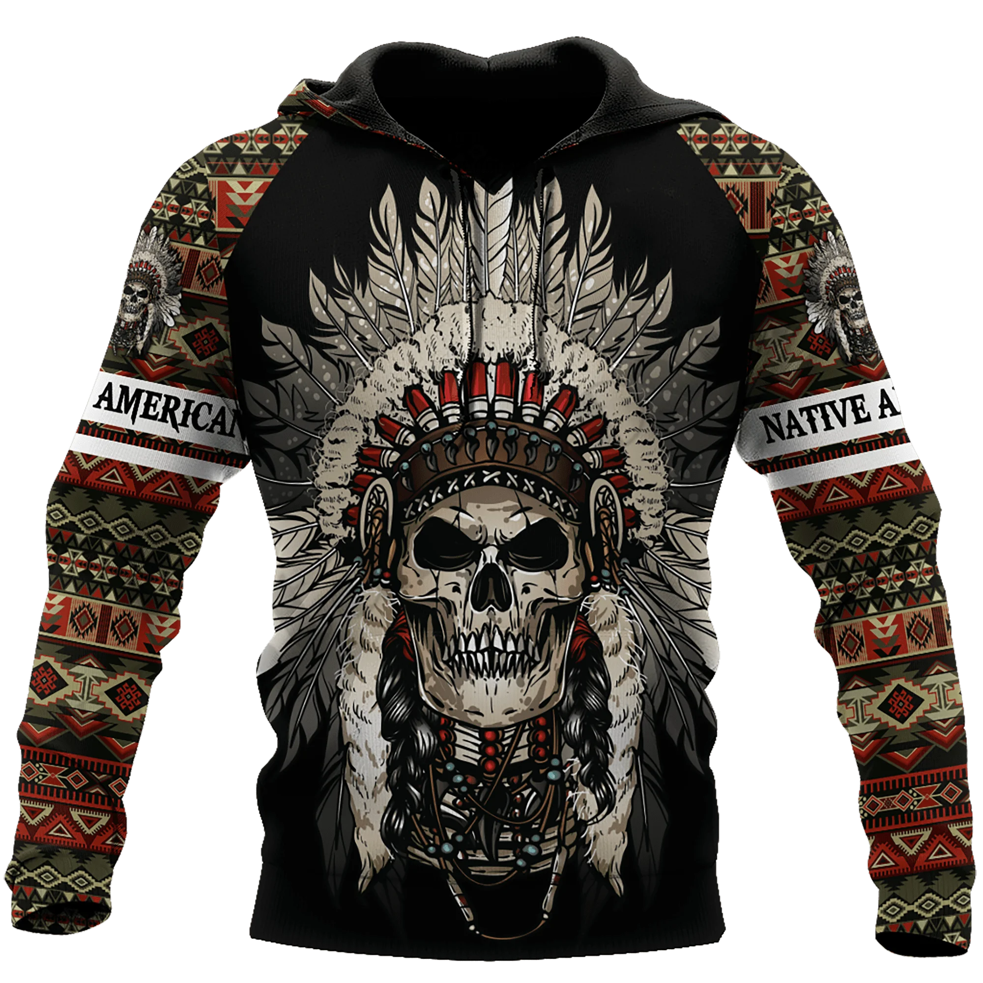 

PLstar Cosmos Newest 3Dprinted Skull Cheif Native Pattern Harajuku Premium Streetwear Unique Unisex Hoodies/Sweatshirt/Zip B-5