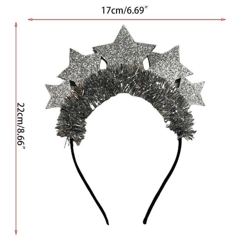 Glitter Star Hair Hoop New Year Headbands Adult Kids Christmas Party Favors Tinsel Photo Props Decoration Holiday Supplies