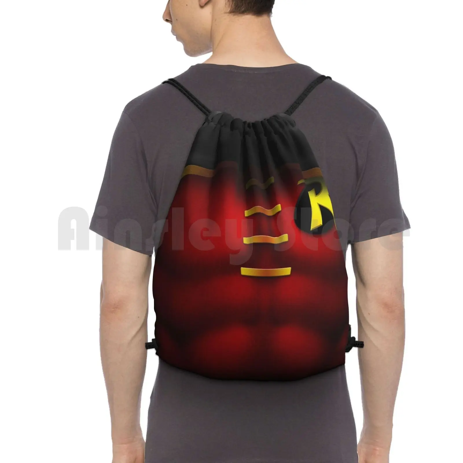 Robin : Superhero Art Backpack Drawstring Bags Gym Bag Waterproof Cinema Film Art Superhero Superhero Hero Robin Red